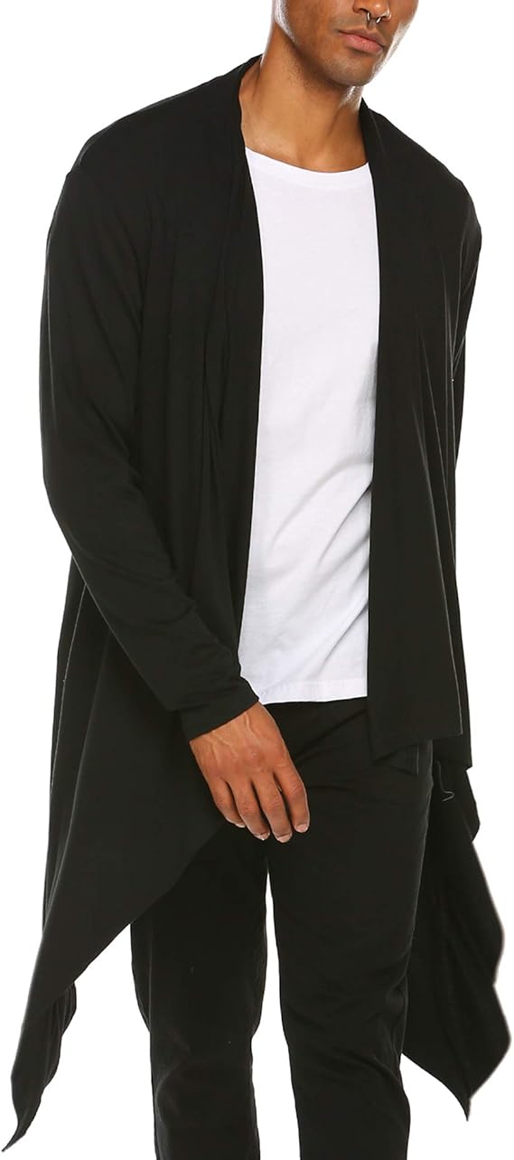 COOFANDY Men's Ruffle Shawl Collar Cardigan Sleeveless Open Front Vest