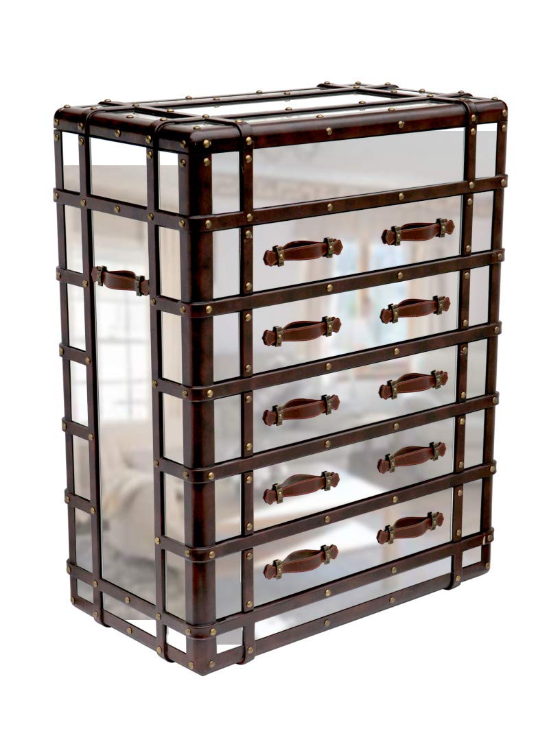 Homestuff Plus Vintage Storage Trunk Chest Table With 5 Drawers
