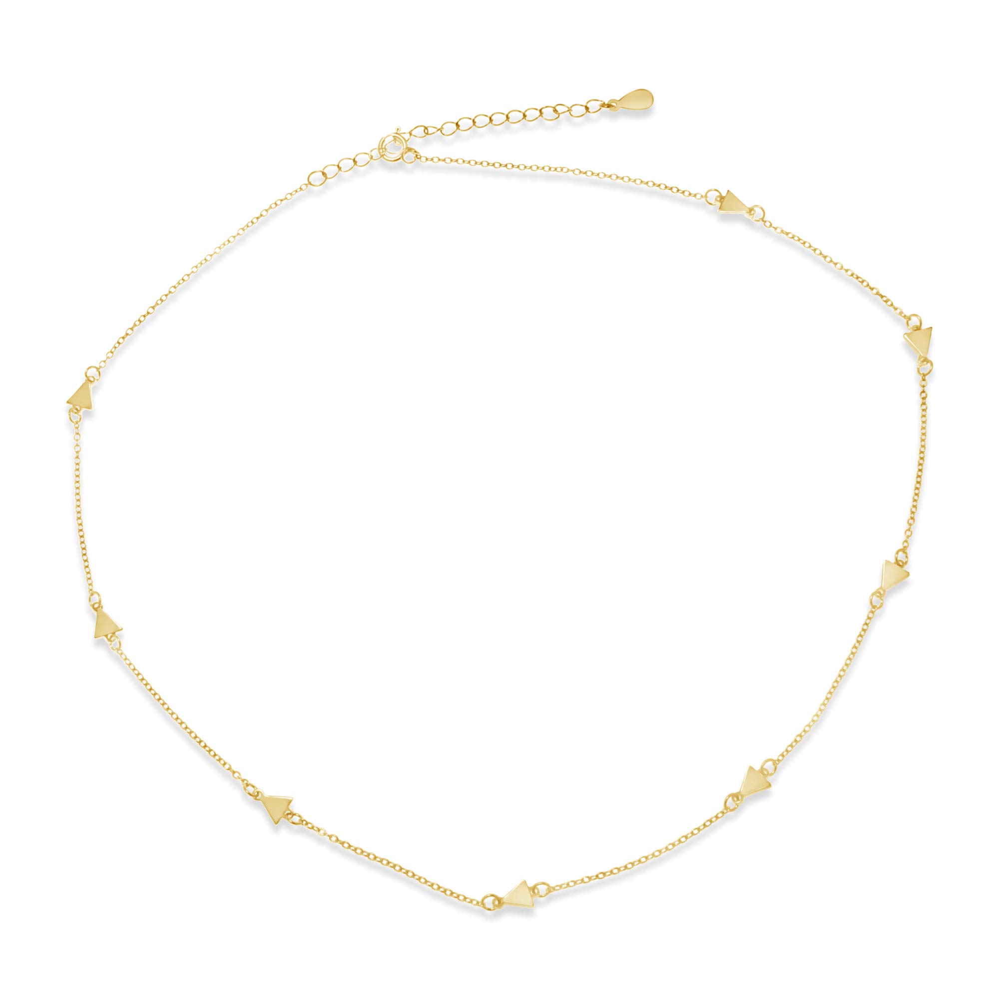 Alexander Castle Gold plated sterling silver triangle bobbles stacking necklace with adjustable fastening and jewellery gift box