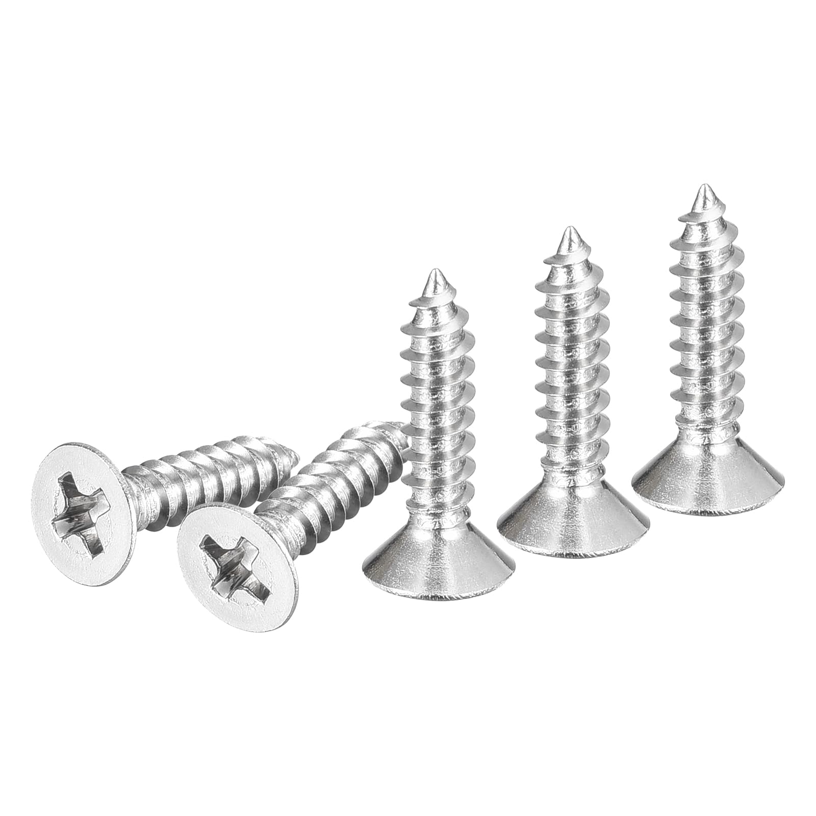DTGN 120Pcs #6x5/8" Flat Head Wood Screws, 304 Stainless Steel Phillips Self Tapping Screws - Good for Woodworking, Furniture - Silver