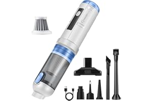 SakerPlus Car Vacuum, 4 in 1 Portable Mini Cordless Vacuum, 16000pa Suction Power, 7800mAh, Type-C Charge, Blower, Handheld Vacuum for Car, Office Desk