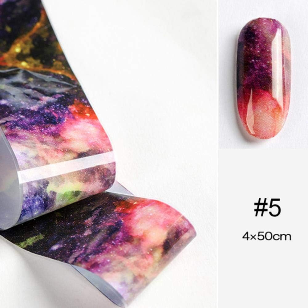 SELLO 1 Pc Marble Series Nail Foils Nail Art Transfer Stickers Psychedelic Sky Series Nail Decoration Rose Gold Champagne Nail Sticker,5