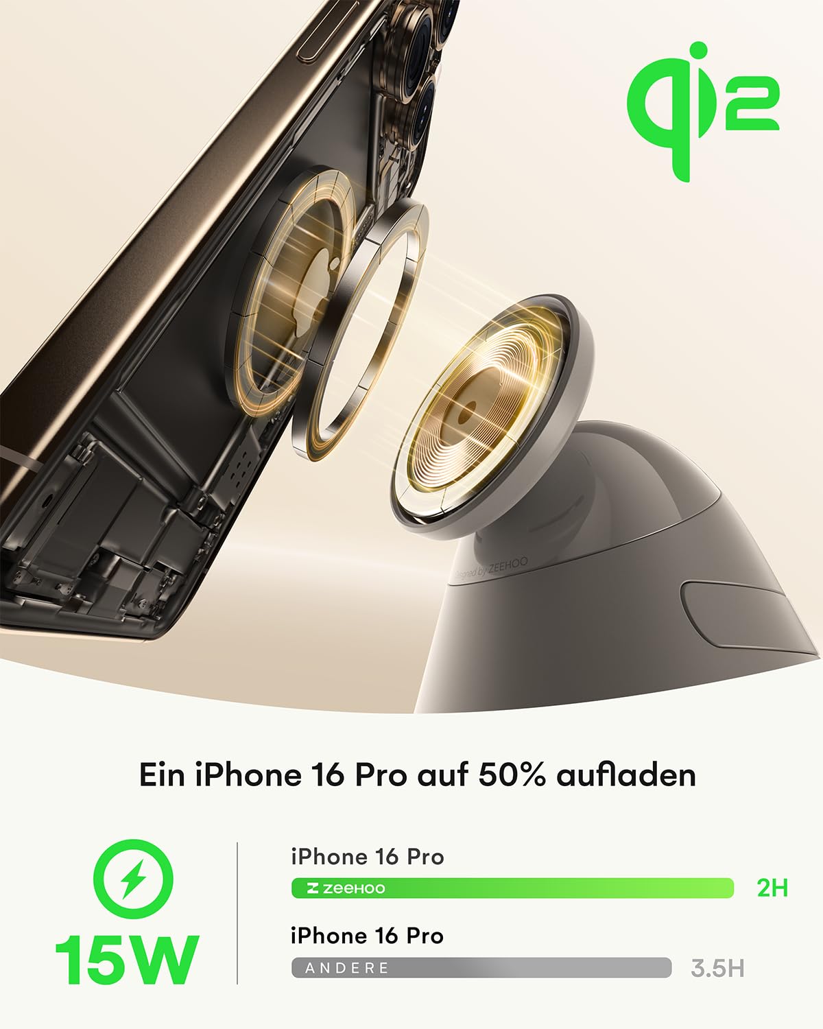 3 in1 Ladestation für Apple-Geräte, Qi2 Mag-Safe Ladeständer mit Licht, schnelle drahtlose Ladestation für iPhone 17/16/15/14/13/12 & AirPods & iWatch & Pixel 10 & Samsung Galaxy Watch, 30W Adapter 8