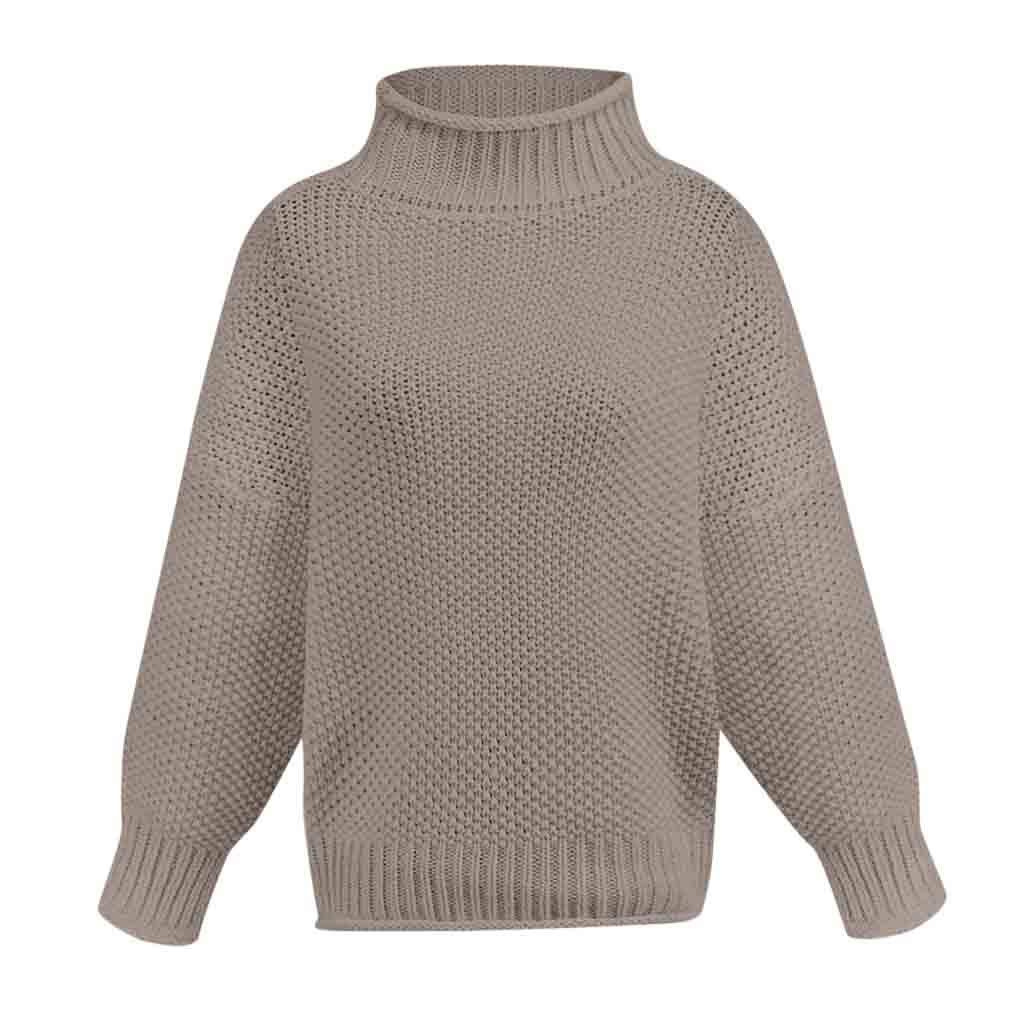 WoWer ⛄Strickpullover Damen Strickpulli Oversize Pullover Einfarbig Rippstrick Pulli Langarm Feinstrickpullover Sweater Oberteil Rollkragenpullover Rollkragen Winterpullover Strickpulli Sweater