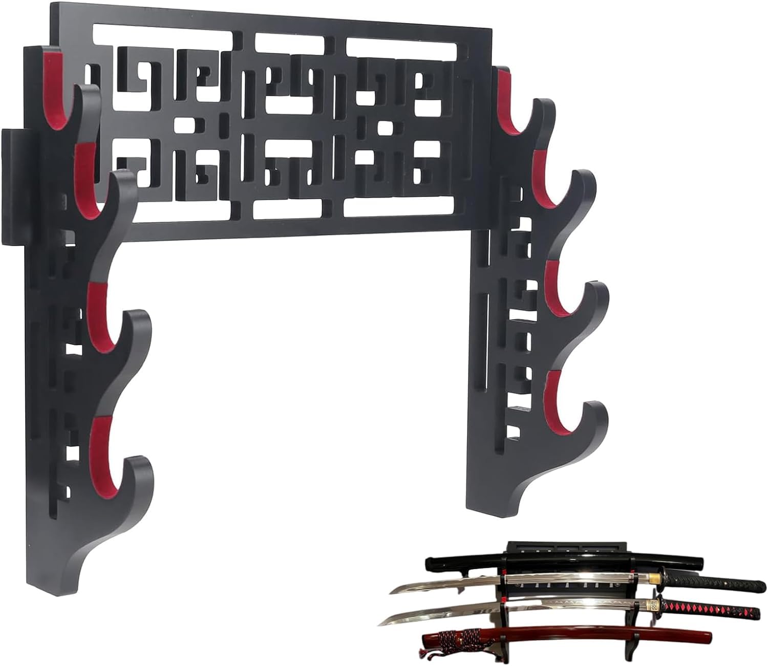 Dfdvye Sword Stand Katana Wall Stand 4-Layer Velvet Lining Katana Stand Warrior Stand Sword Stand Wall Wakizashi Sword Stand Display