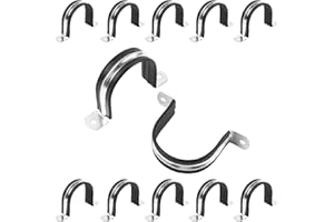JDHGSHL 2 Inch Reinforced Rigid Pipe Strap, 2 Holes U Bracket Cable Clamp Hanger, Rubber Cushioned Insulated Clamp, Conduits Strap Clamps for Pipe Fixing on Various Surfaces, 10 PCS(50 mm)