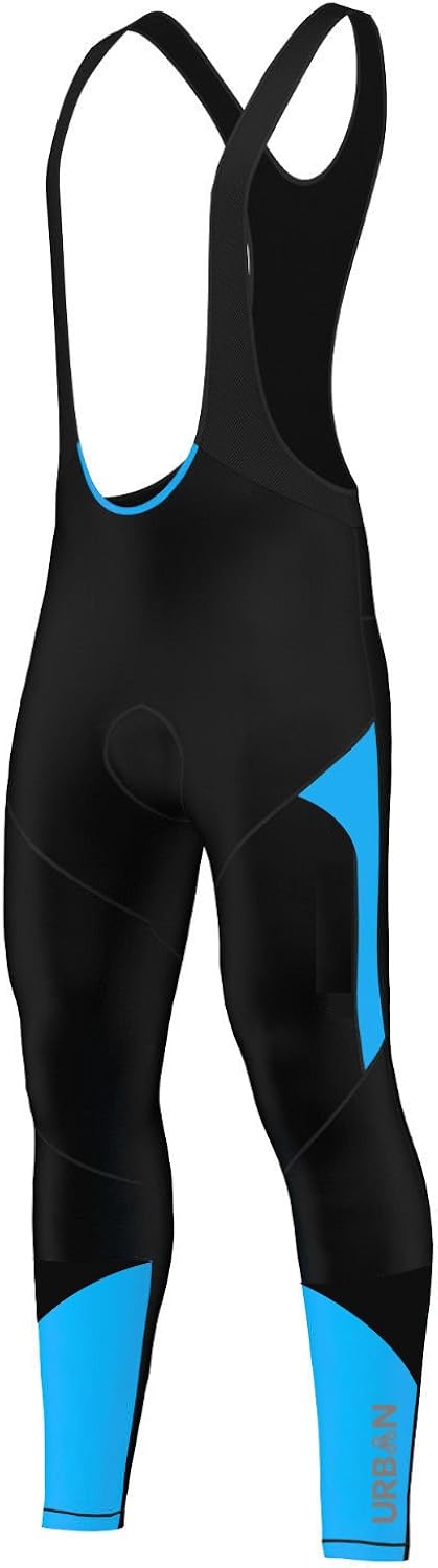 Men’s Urban Cycling Team Thermal Winter Fleece Jersey, Bib Tights, and Winter Cycling Set Bundle, Long Sleeve: Clothing