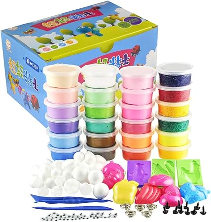 Amazon 24色 粘土 ねんど 子供 おもちゃ 天然ゴム Diy 玩具 無毒 無味 ふわふわ 軽量 手芸 知育 初心者 手作り ストレス解消 プレゼント ギフト ねんど おもちゃ