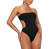 SHENHE Women's Cut Out Strapless Bodycon Sexy Tube Top Skinny Bodysuit Leotard