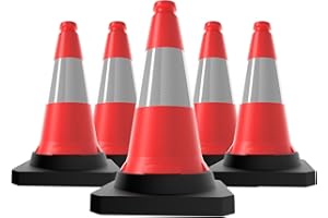Berry 20" Traffic Safety Cone | High Visibility Red Road Cone with Reflective Collar | Lightweight PPC Parking Cone & Portabl