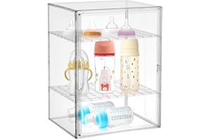 3-Tier Bottle Organizer for Countertop Cabinet 14×10.4×8.6 inches Clear Adjustable Bottles Station Container Bottles Storage 