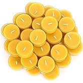 Capaniel 36 Packs Beeswax Tealight Candles- 4 Hour Burn Time Beeswax Candles Burn Evenly and Clean Bees Wax Candles Bulk Smokeless Beeswax Tea Lights for Relaxing Air Purification