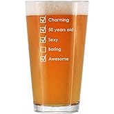 Bevvee 50th Birthday Checklist - Pint Glass for Beer - Funny Bday Gifts for Women and Men Turning 50-16 oz Glasses
