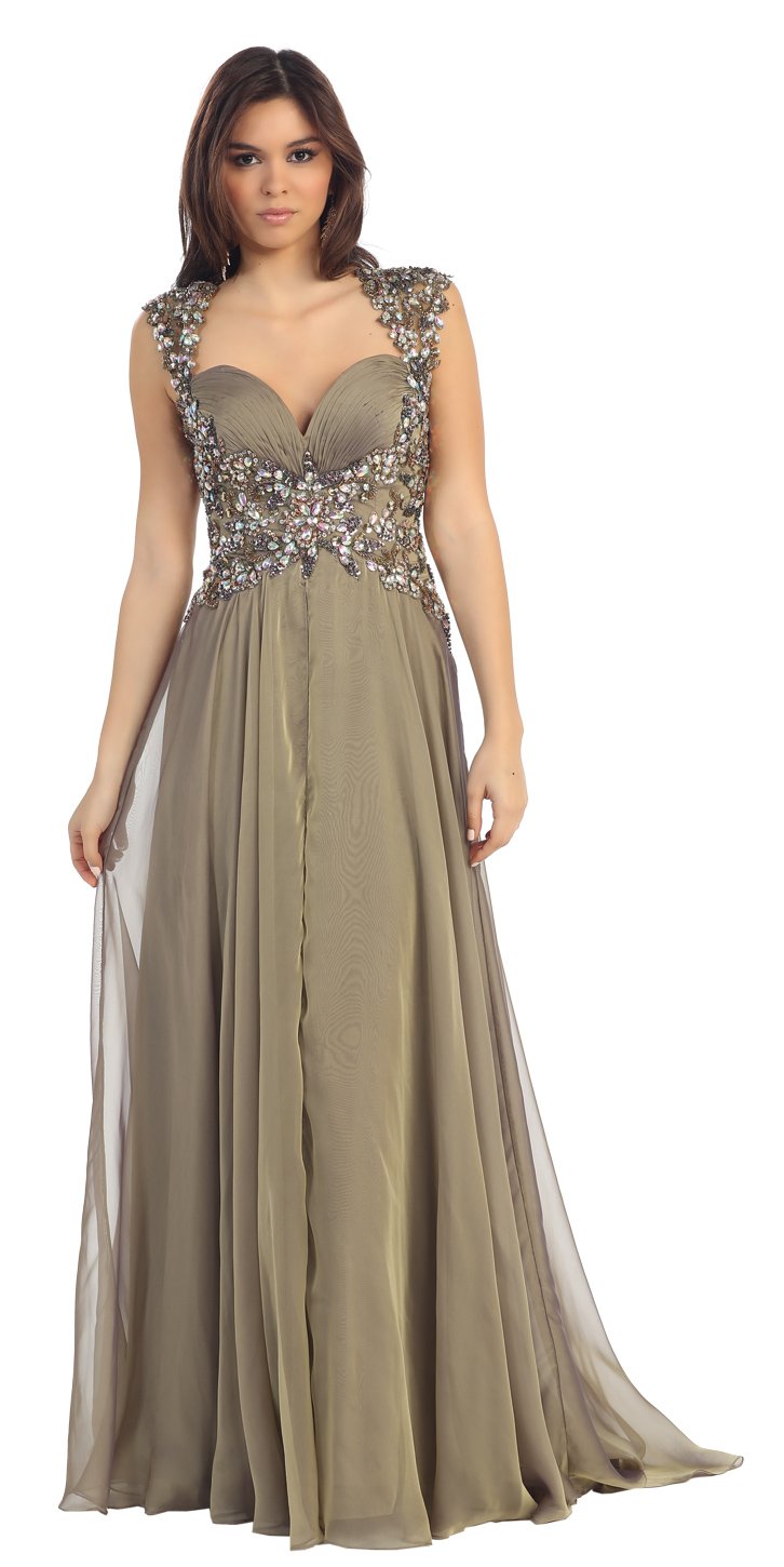 US Fairytailes Long Rhinestone Chiffon Dress Formal Prom Gown 27138