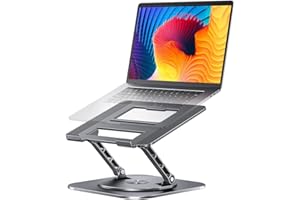 AOEVI Adjustable Laptop Stand with 360 Rotating Base, Computer Stand for Laptop Ergonimic Foldable Laptop Riser for Desk Compatible with MacBook Pro/Air Notebook up to 16 Inches, Grey