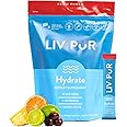 LivPur Nutrition Hydrate Hydration Powder w/Electrolytes | Essential Amino Acids & Nutrients | NSF Certified for Sport, No Artificial Flavors | Easy Single-Serve Sticks | Fruit Punch, 15 Sticks