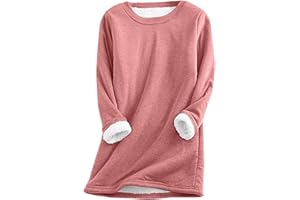Borniu Womens Fleece Sweatshirt Casual Winter Warm Sherpa Lined Fleece Crewneck Sport Sweatshirts Pullover Loungewear