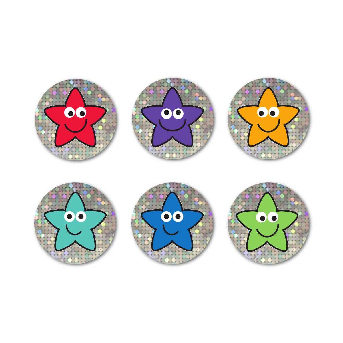 The Sticker Factory 12mm mini sparkly smiley star stickers. Pack of 832 stickers.