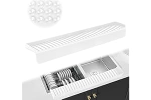 CZA Silicone Faucet Splash Guard 4" x 30", Faucet Water Catcher Mat, Longer Silicone Sink Mat for Kitchen, Bathroom, Laundry Room, Farmhouse for Quartz Kitchen Sink（Transparent White）