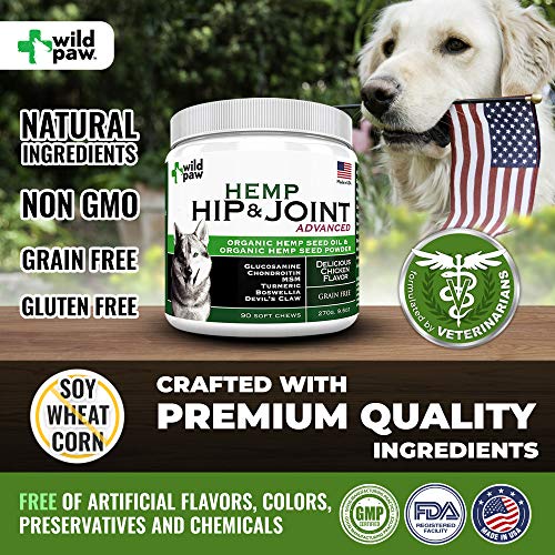Hemp Hip & Joint Support Supplement for Dogs Organic Hemp Oil + Hemp