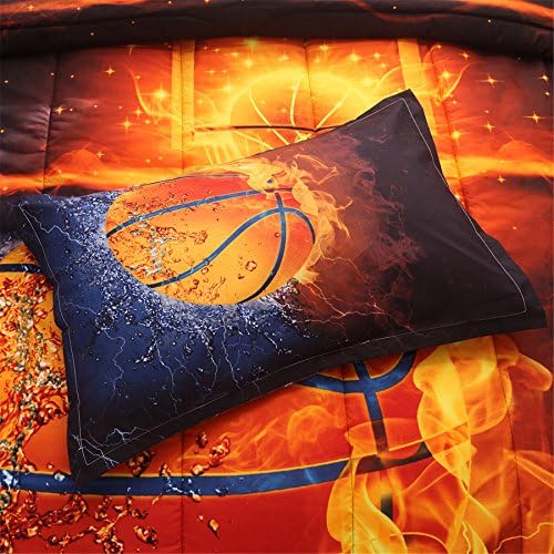 Basketball-themed microfiber comforter set with a quilt design, priced at $79.99 with a discount to $40.60 as of August 9, 2023.