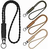 FANASY 4 Pieces Heavy Duty Braided Paracord Lanyard Keychains Whistles Strap Outdoor Survival Parachute Rope Lanyard