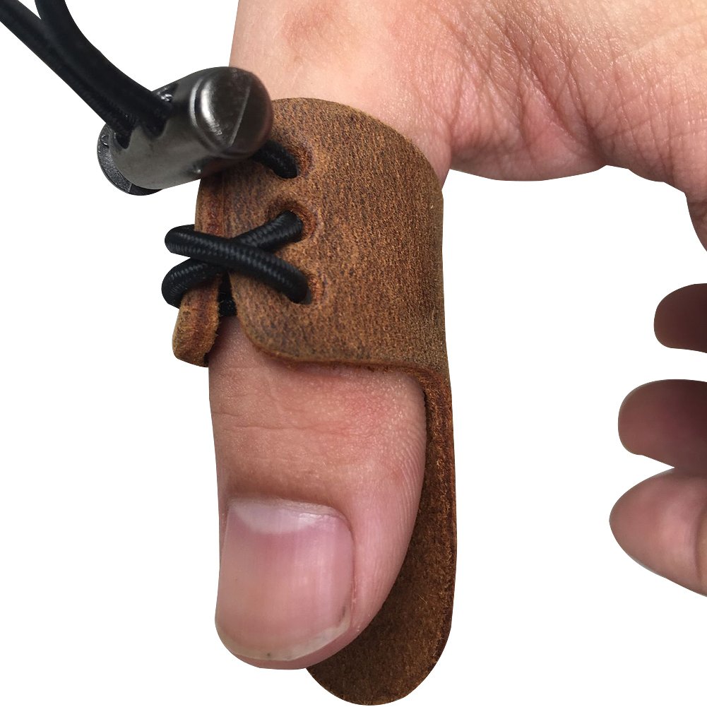 QEES Archery Thumb Ring Finger Protector Guard Leather Gear Tab
