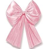 Daifunli 32 x 41 Inches Extra Large Pink Satin Bows for Coquette Room Decor Giant Bow Birthday Party Decorations for Home Wall Valentine's Spring Wedding Baby Shower Party Decor