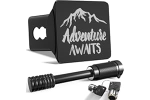 TOEASYTY Adventure Awaits Hitch Cover for 2 Inch Receivers(with 5/8-Inch Pin Diameter Trailer Hitch Lock)