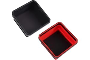 ALOANES Magnetic Parts Tray Set-Collapsible Magnetic Tool Tray Small Parts Organiser with Double Magnet,Magnetic Bowl for Fixing Nuts and Bolts (Red&Black)