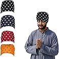 BISMAADH 4 Pack Bamboo Cotton Sikh Symbol Khanda Printed Patka Durag Headcover Skull Cap Beanies