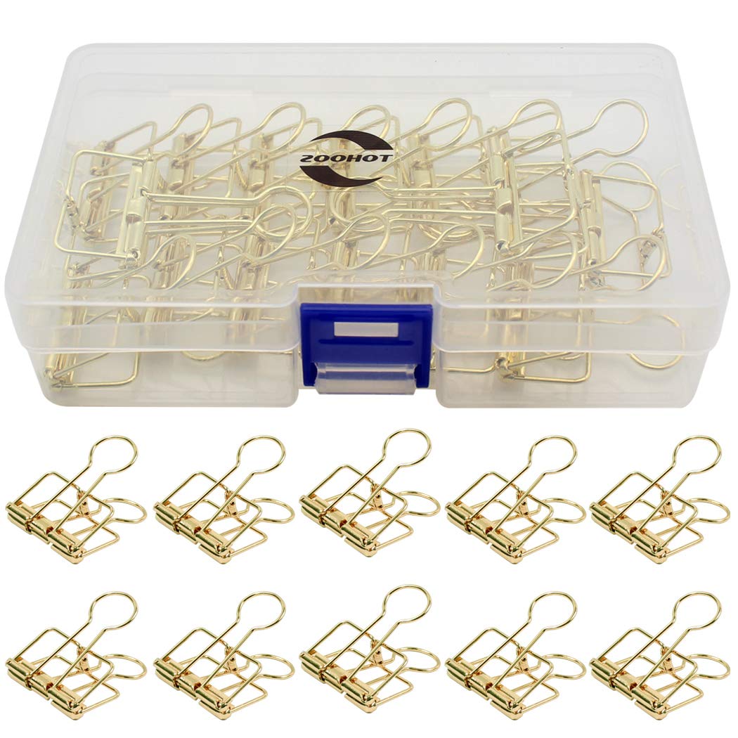 Zoohot 32mm Gold Metal Binder Clips - Pack of 15