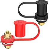 Joinfworld Thru Panel Battery Bulkhead Connectors 3/8" Stud with Copper Core 250A Battery Charging Jump Post Kit with Cover for Automotive Marine Auto RV Truck Can-am