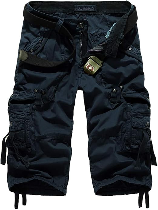 Men's Cargo Shorts Capri Pants Relaxed Fit Below Knee Tactical Big Tall