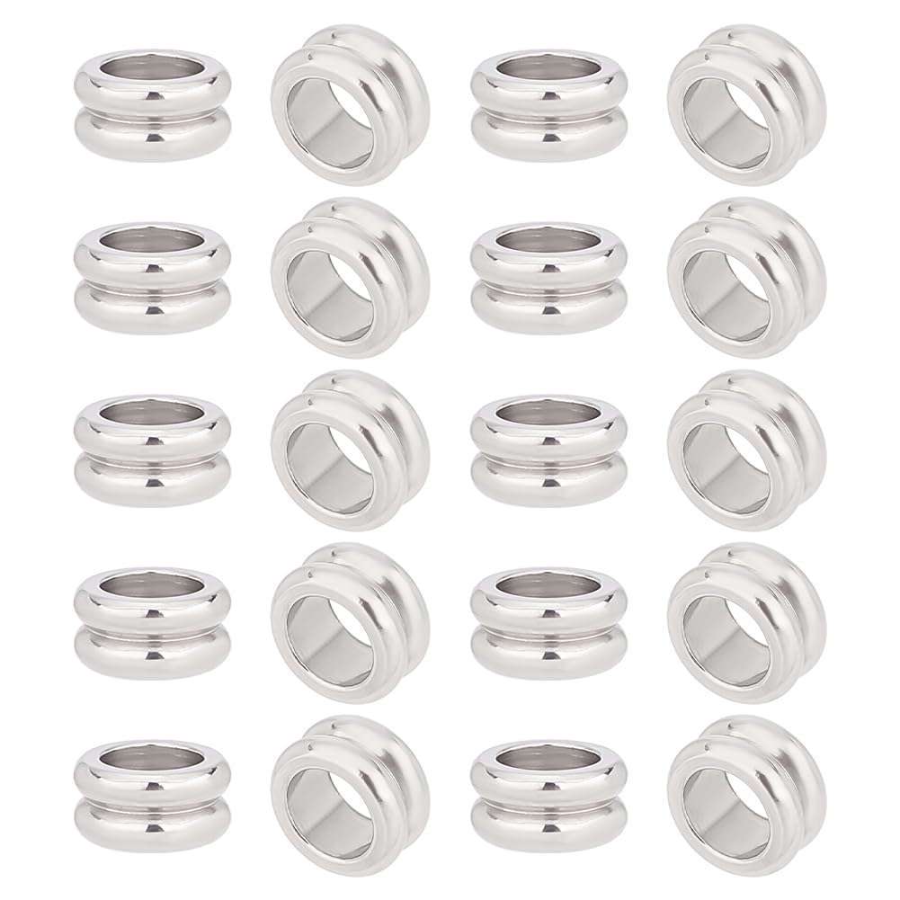 UNICRAFTALE 100pcs 8mm Column Spacer Beads Morse Code Loose Beads Large Hole Stainless Steel for DIY Bracelet Necklace Jewelry Making