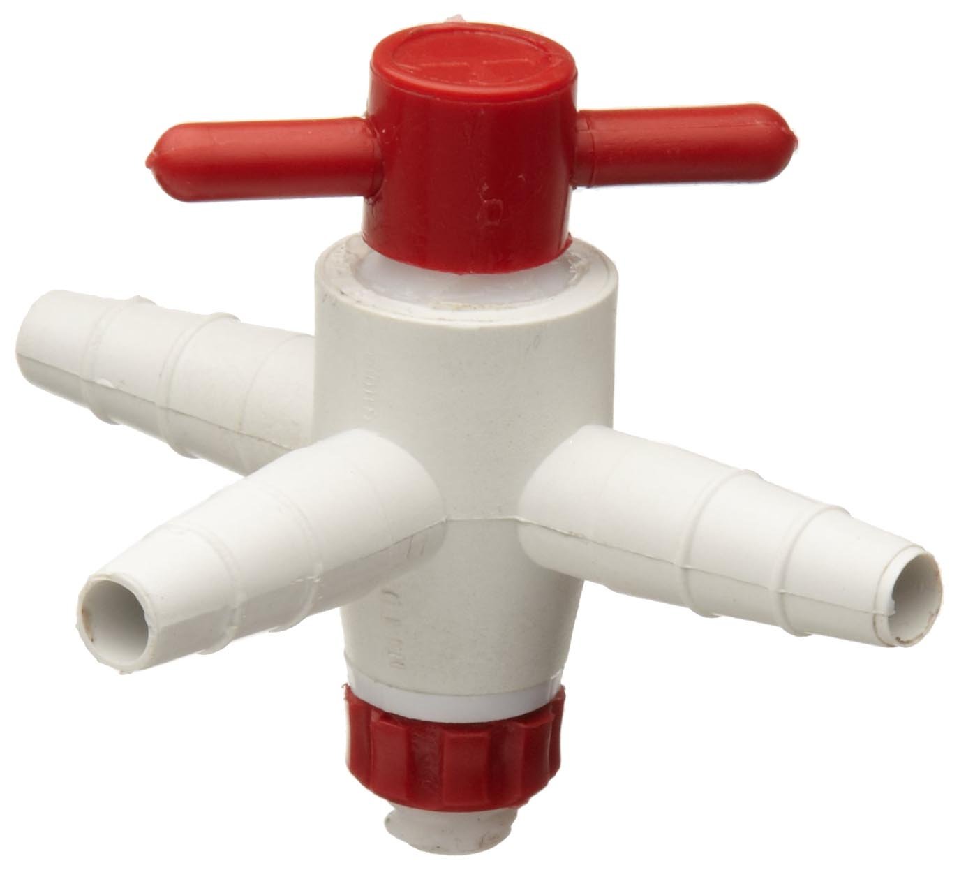 Bel-Art Three-Way Stopcock for ¼ in. to ⅜ in. Tubing; 2mm Bore, PTFE (F30894-0000)