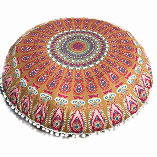 image for Zainafacai Multicolor Mandala Floor Pillows Round Bohemian Meditation 