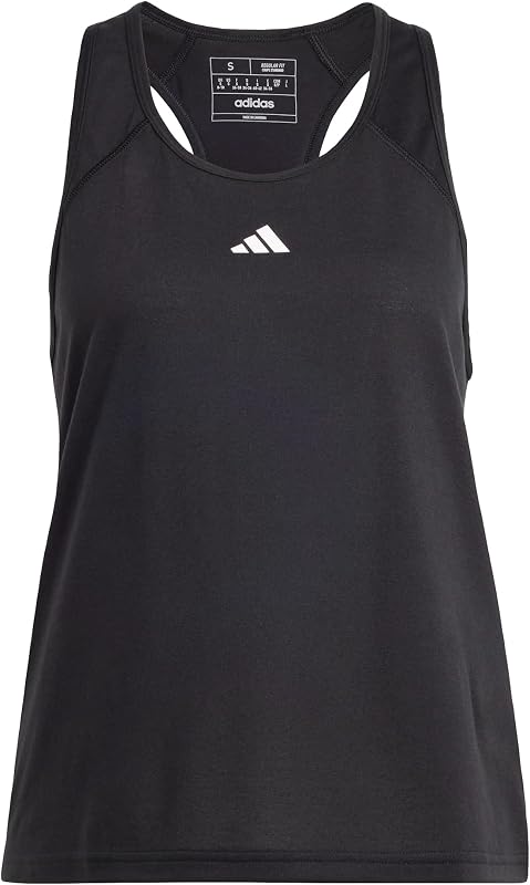 Donna Train Essentials Minimal Branding Racerback Tank Top Shirt, Black, XS