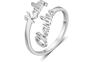Personalized Name Ring for Women, Promise Rings for Her Custom Adjustable Best Friend Rings Personalized Gift for Women
