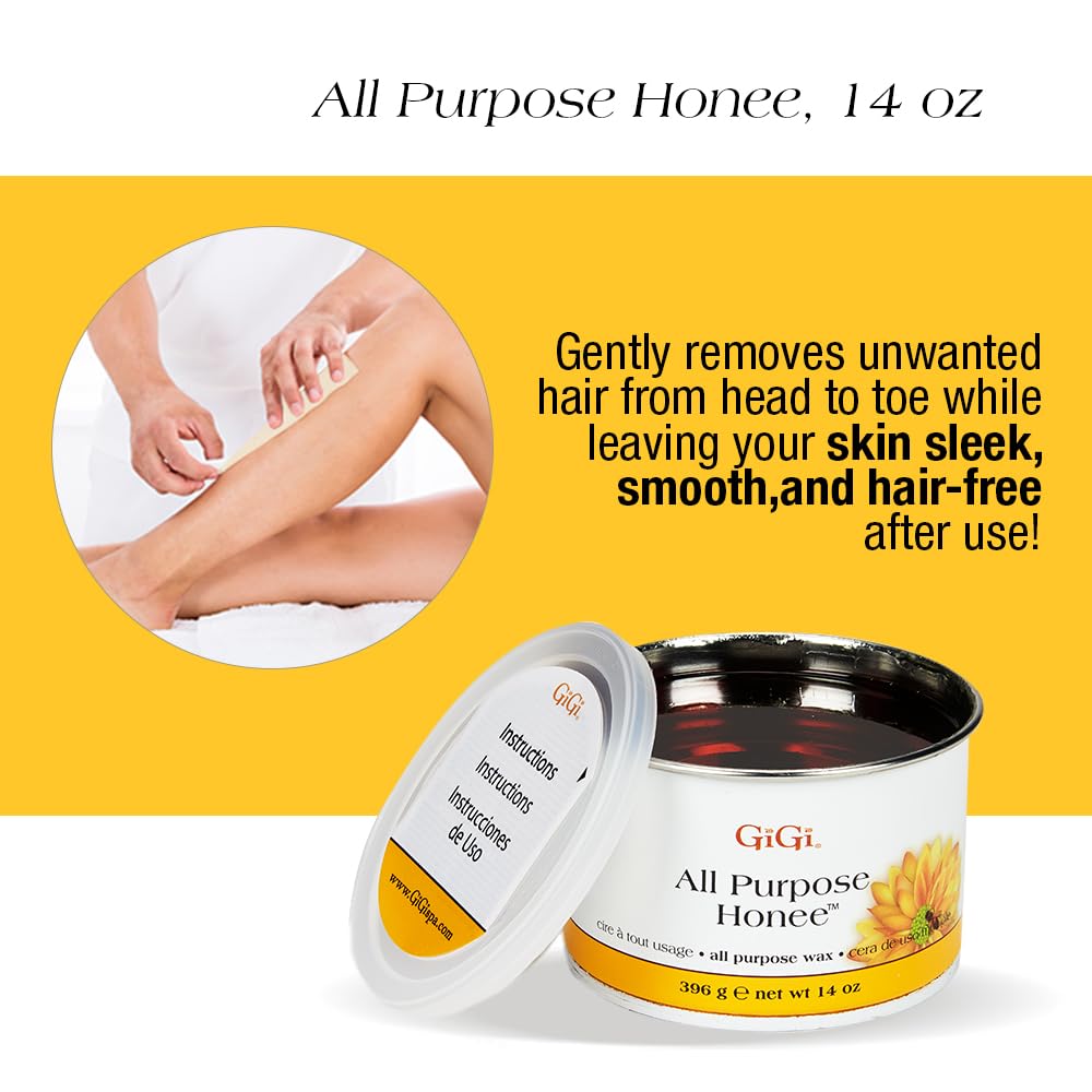 GiGi Student Starter Waxing Kit - All-Purpose Honee Hair Removal Wax Kit with Wax Warmer, Pre & Post Care, Muslin Strips, and Applicators - At-Home & Salon Use for Face, Body, Arms, and Legs