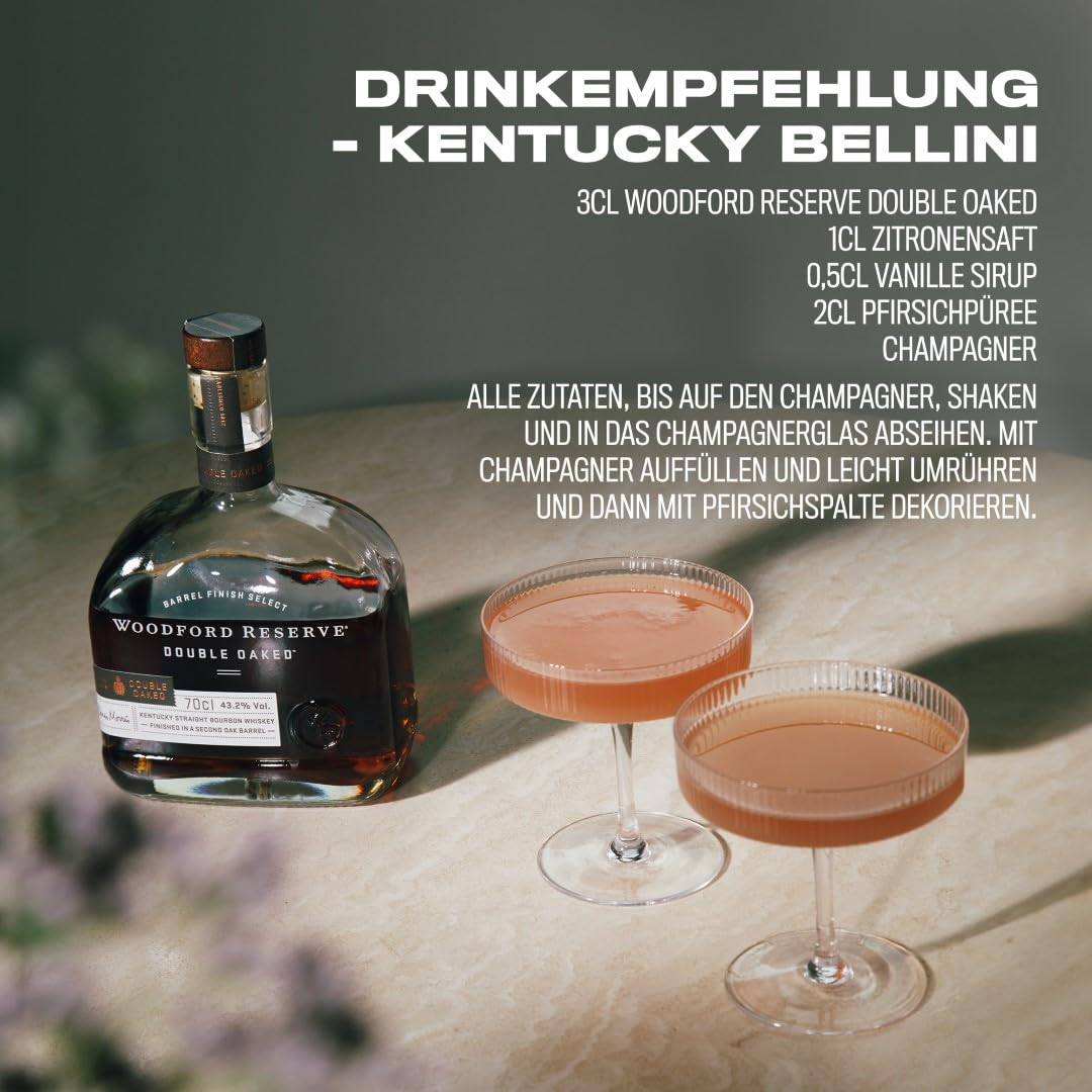 Woodford Reserve Double Oaked - Bourbon Whiskey - Ein hochwertiges Geschenk - Vollmundig würziger, süßer Geschmack nach dunkler Schokolade & Karamell - 0.7L/43,2% Vol. 5