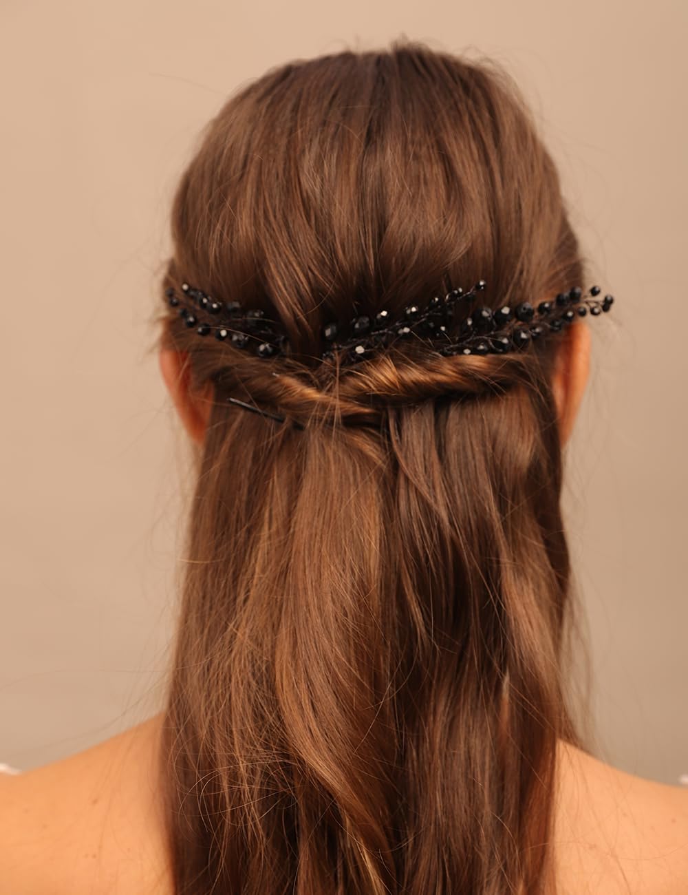 BERYUAN Black Rhinestone Hair Pins Halloween Black Rhinestone Headpiece Elegant Black Wedding Headband Bridal Hair Accessories for Wedding Women and Girls(3pcs)