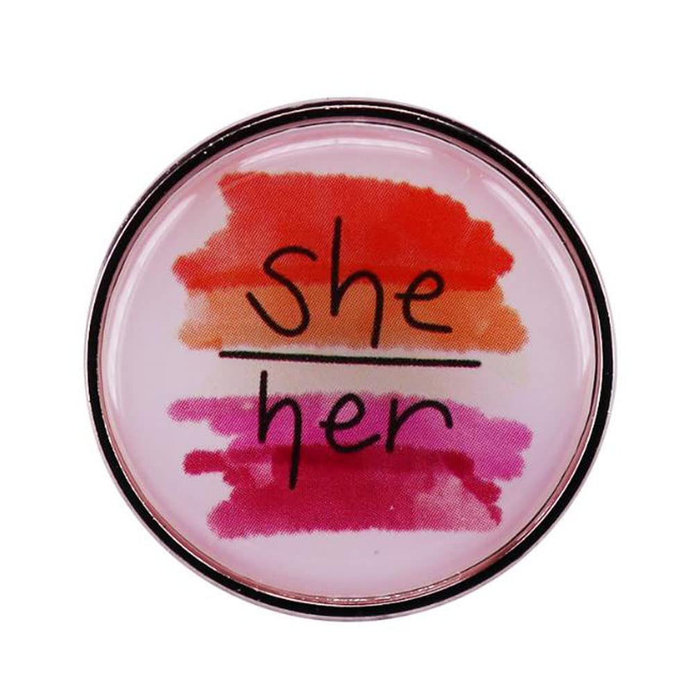 KAWADU She/Her Pronouns Brooch Pin Badge, Multicolor LGBT Rainbow Pride Pin for Backpack, Shirt, Lapel - Accessories