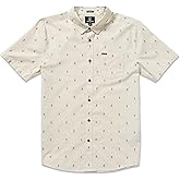 Volcom Men's Bankstone Shortsleeve Printed Woven Shirt - Lightweight Button-up, Soft Cotton Blend, Casual Fit for Summer