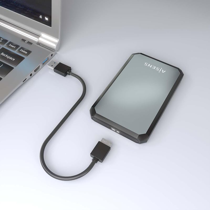 Carcasa Externa para HDD/SSD SATA de 2,5", USB 3.0 hasta 5 Gbps, UASP, sin Herramientas, Negro y Gris - ASE-2529B