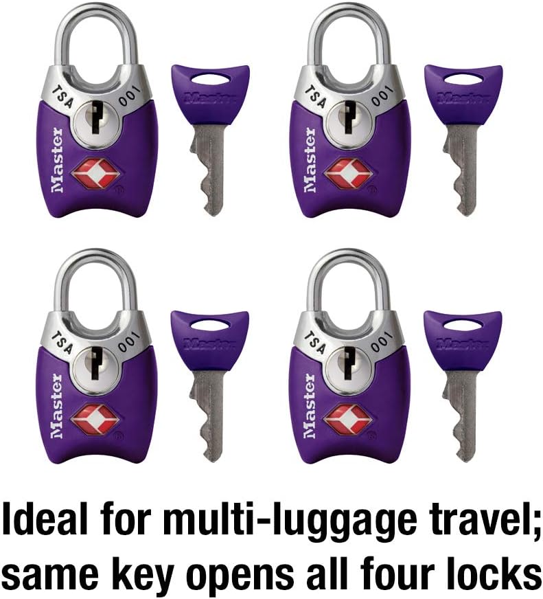 Master Lock 4689Q TSA Approved Luggage Lock, 4 Pack, Assorted Colors - - 