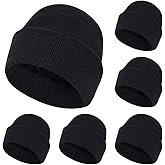ZH 6 Pack Men's Winter Knit Beanies with Fleece Lining, Warm Stretchy Skull Caps for Cold Weather, Unisex Thermal Hats