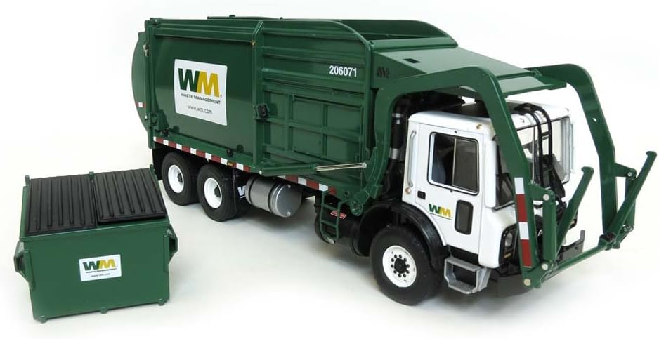 1/34th Mack Front End loader Waste Management Refuse Truck with Bin by 1st Gear by First Gear