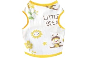HRTTSY Small Dog Shirt Cute Puppy Cat T Shirt Clothes Soft Cotton Sleeveless Tee Shirts for Small Dogs Cats Summer Doggy Vest Tee Shirt Chihuahua Yorkie Shih Tzu Pet Apparels(Yellow Bee,XS)