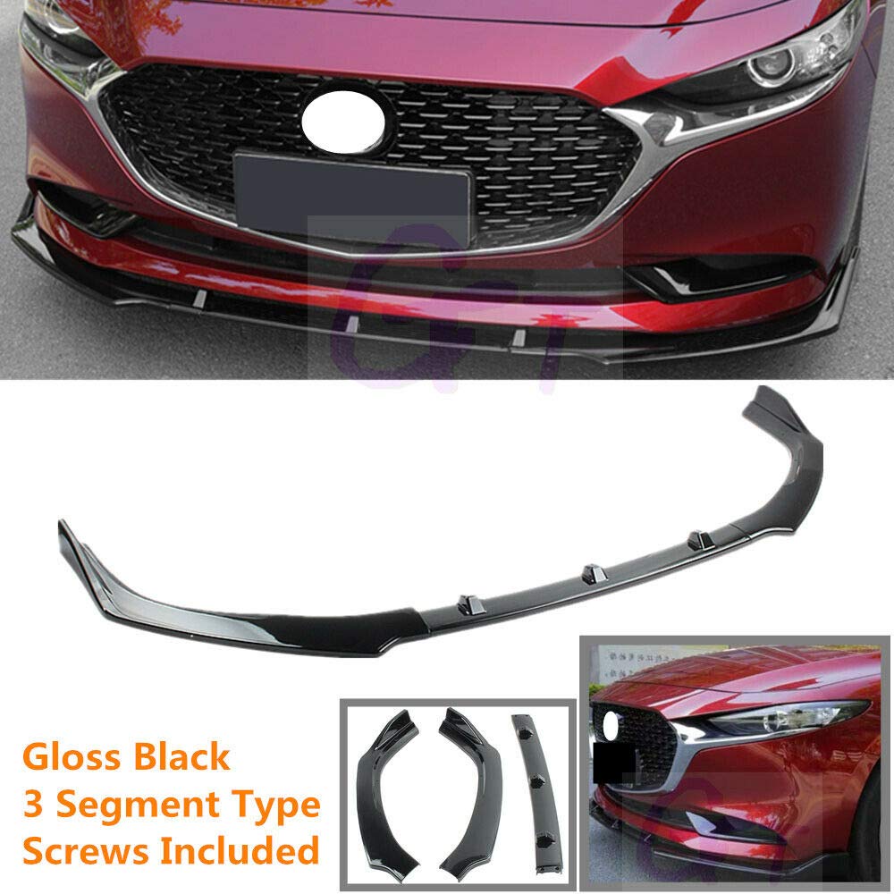 EZSHOP Compatible with Mazda 3 2019-2021 Black Front Bumper Lip Spoiler Splitter Underbody